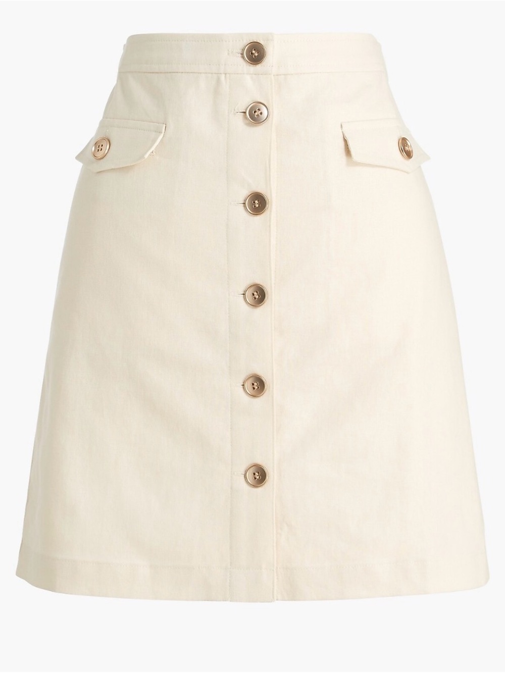 J. Crew Cream Button-Front A-Line Skirt